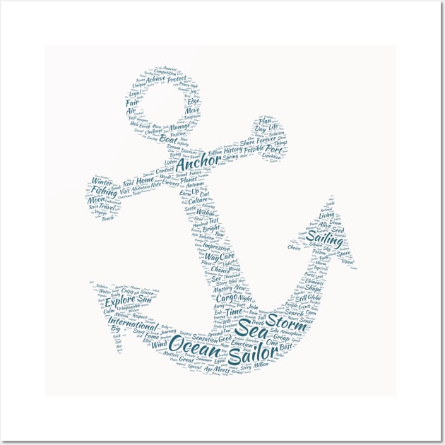 Anchor Sea Sailor Silhouette Shape Text Word Cloud Wall Art by Cubebox